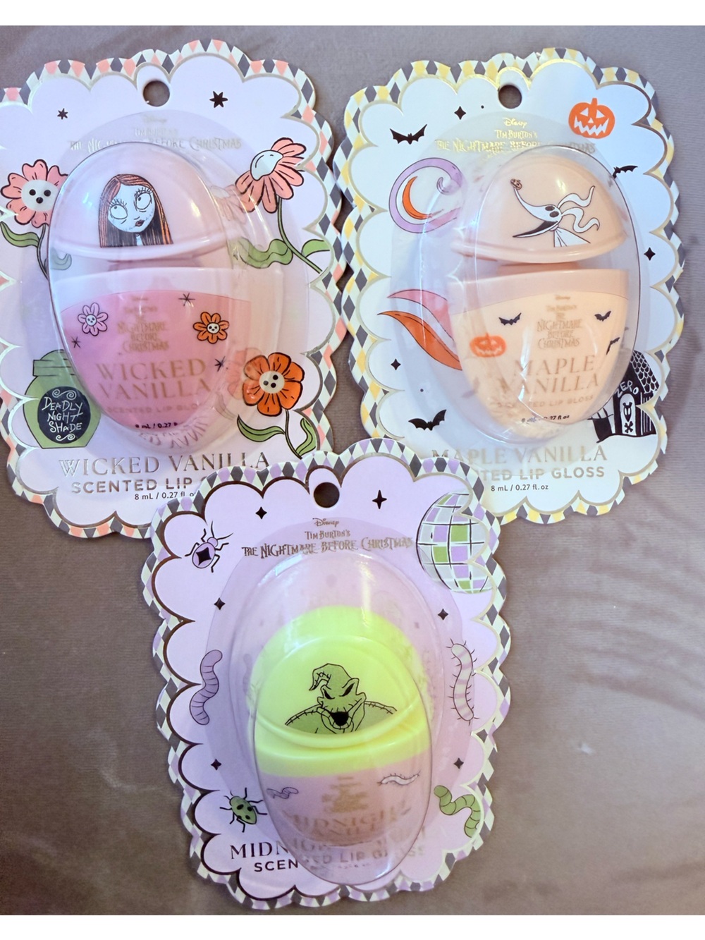 Nightmare before Christmas lip gloss / balm sally , zero and oogie boogie makeup